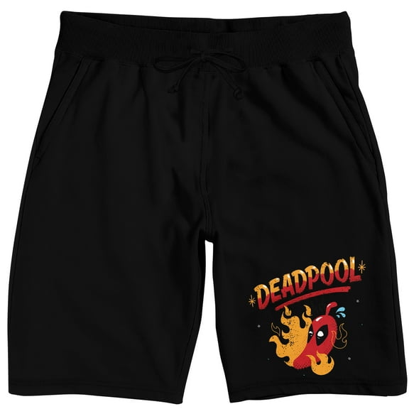 Deadpool Hot Pepper Men's Black Sleep Pajama Shorts-XL