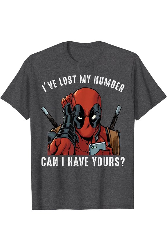 Deadpool I've Lost My Number Can I Have Yours DTG Print Unisex T-Shirt,Dark Heather Grey Color,Size 3XL