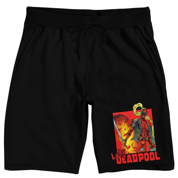 Deadpool Lady Deadpool Men's Black Sleep Pajama Shorts-Medium