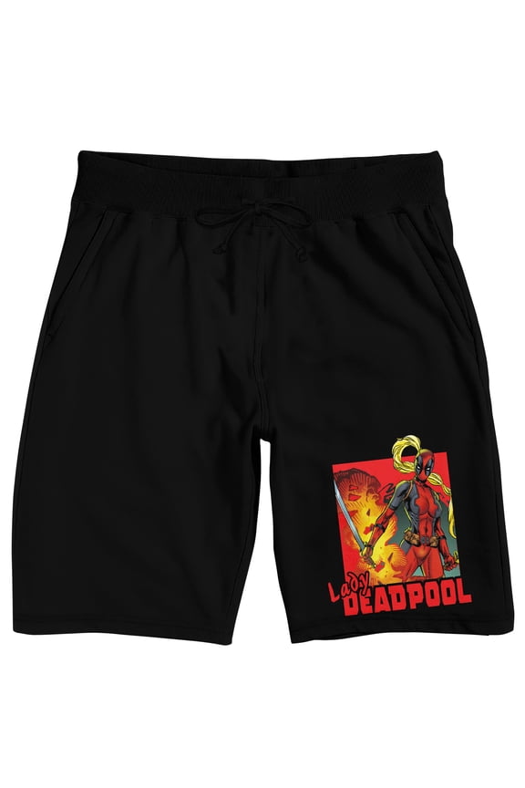 Deadpool Lady Deadpool Men's Black Sleep Pajama Shorts-XL