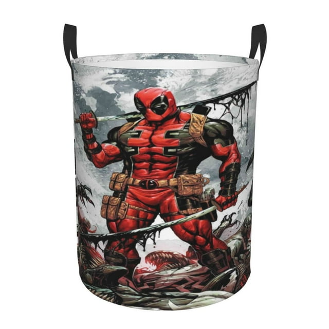 Deadpool Large Circular Laundry Hamper Cute Anime Laundry Basket