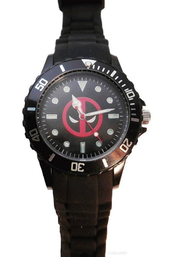 Deadpool Logo Black Rubber Band Wrist Watch