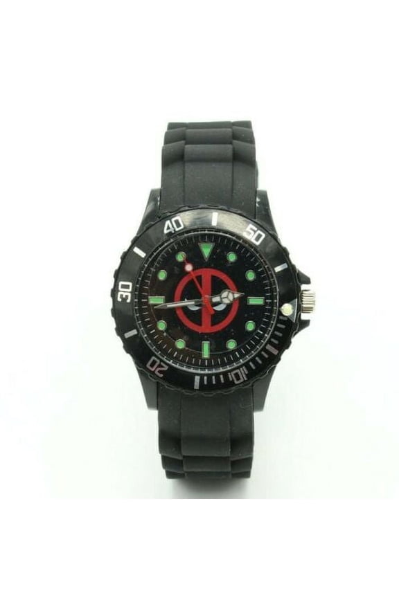 Deadpool Logo Quartz Movement Smooth Silicone Band Wrist Watch