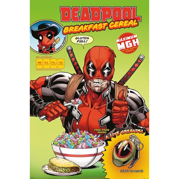 Deadpool - Marvel Comic Poster (Cereal) UNFRAMED PAPER POSTER, Home Decor
