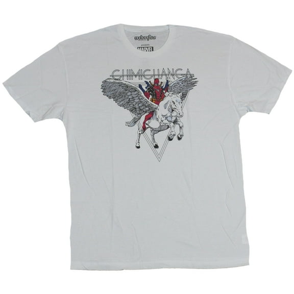 Deadpool (Marvel Comics) Mens T-Shirt - Chimichanga Pegasus Riding Deadpool (2X-Large)