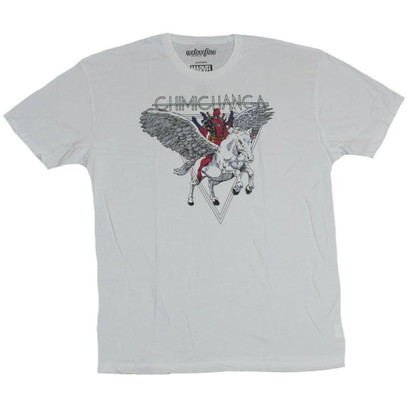 Deadpool (Marvel Comics) Mens T-Shirt - Chimichanga Pegasus Riding Deadpool (3X-Large)