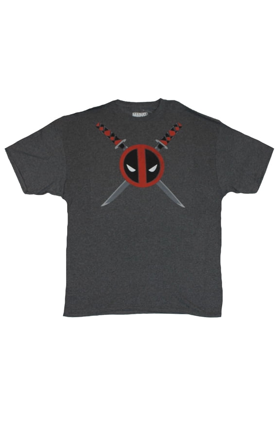 (Marvel Comics) Mens T-Shirt - Classic Logo In Front of Crossed Swords (Small)