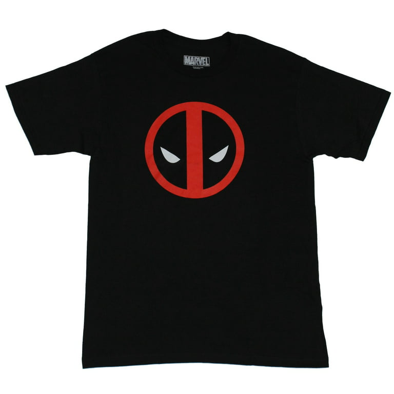 Deadpool (Marvel Comics) Mens T-Shirt - Classic Slanted White Eye Logo  (Large)