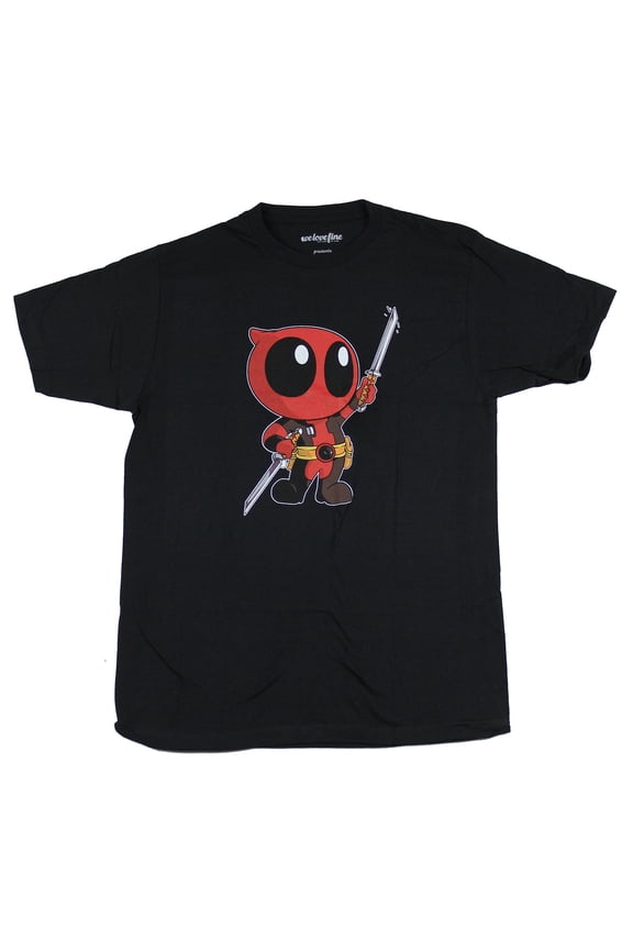 Deadpool (Marvel Comics) Mens T-Shirt - Cutie Deadpool Swords Up Image (X-Large)