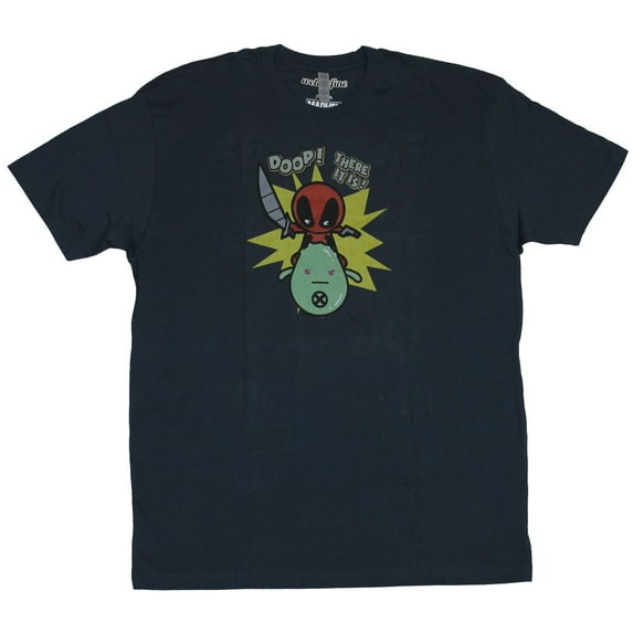 Deadpool (Marvel Comics) Mens T-Shirt - Doop There It Is Kawaii Fighting (3X-Large)