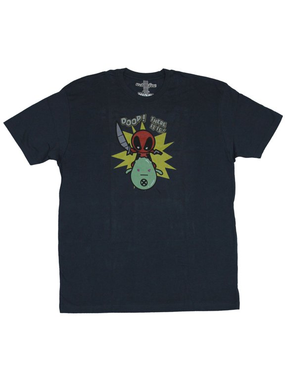 Deadpool (Marvel Comics) Mens T-Shirt - Doop There It Is Kawaii Fighting (3X-Large)