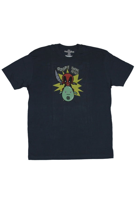 Deadpool (Marvel Comics) Mens T-Shirt - Doop There It Is Kawaii Fighting (3X-Large)