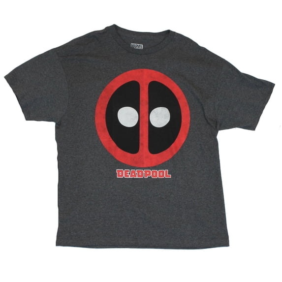 Deadpool (Marvel Comics) Mens T-Shirt - Simple Distressed Logo Shield (2X-Large)