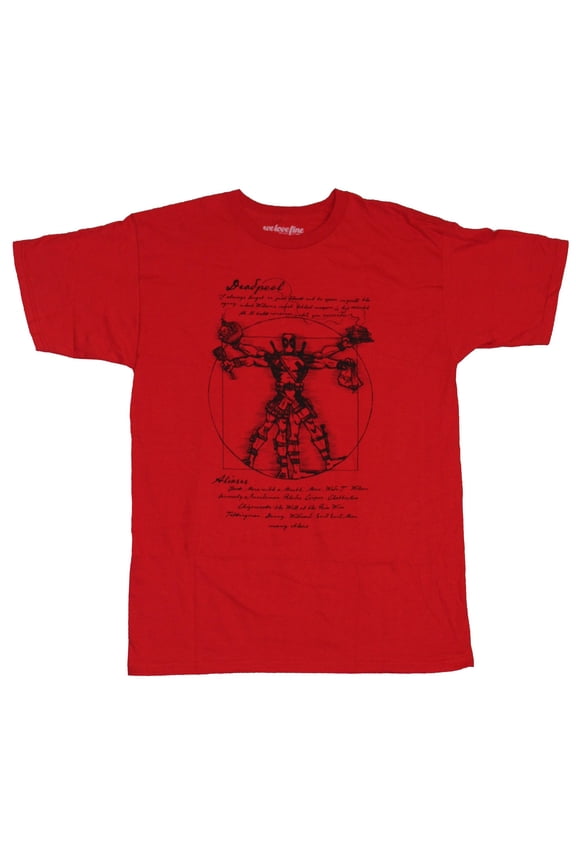 Deadpool (Marvel Comics) Mens T-Shirt - Vitruvian Deadpool Wade Wilson Image (Small)