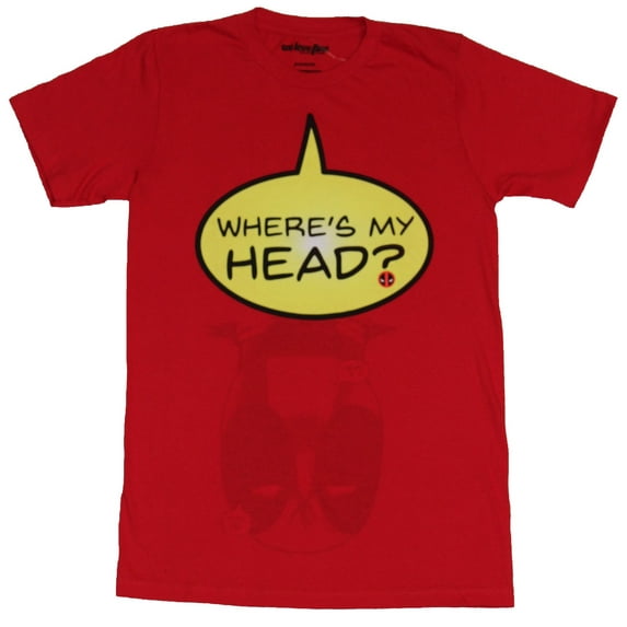 Deadpool (Marvel Comics) Mens T-Shirt - Where's My Head? Head Flip Image (Small)
