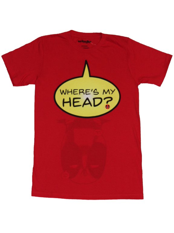 Deadpool (Marvel Comics) Mens T-Shirt - Where's My Head? Head Flip Image (Small)