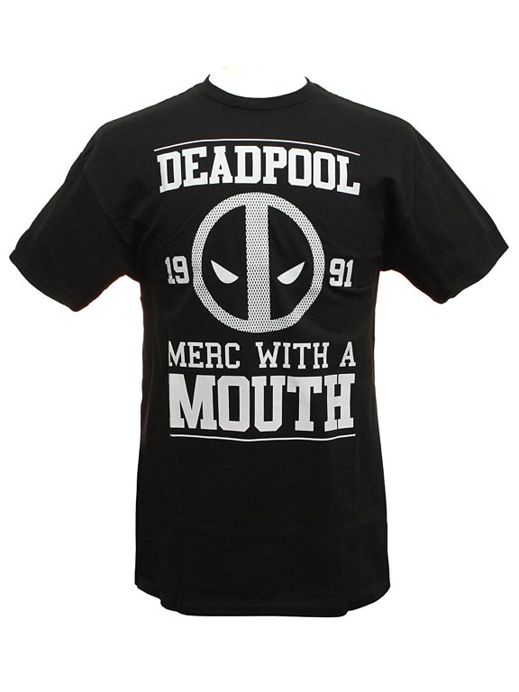 Deadpool (Marvel) Mens T-Shirt - Merc With a Mouth 1991 White Print (2X-Large)