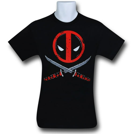 Deadpool Mask and Crossed Swords T-Shirt-Men's Large