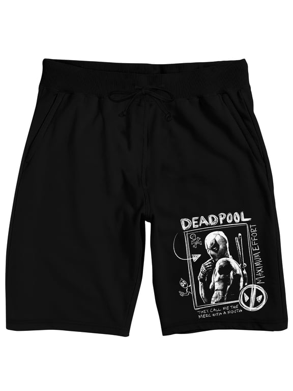 Deadpool Maximum Effort Men's Black Lounge Shorts-Small