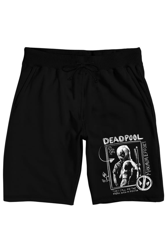 Deadpool Maximum Effort Men's Black Lounge Shorts-Small