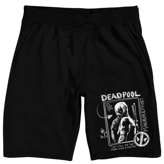 Deadpool Maximum Effort Men's Black Lounge Shorts-XL