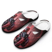 KTIYWRO Deadpool Men Slippers Non-Slip Fuzzy House Slippers Warm Soft Plush Winter House Shoes Indoor Outdoor Slip-On Shoes