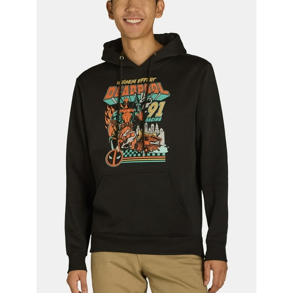 Deadpool Men's & Big Men's Maximum Effort Graphic Hooded Sweatshirt, Sizes S-3XL