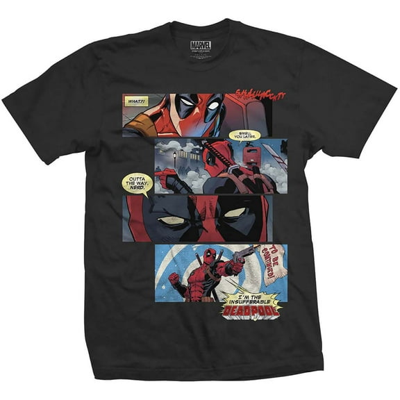 Men's Deadpool Strips Slim Fit T-shirt Medium Black
