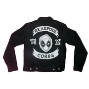 Deadpool Mens Denim Jacket - Mercs for Money 91 X Corps (Large)