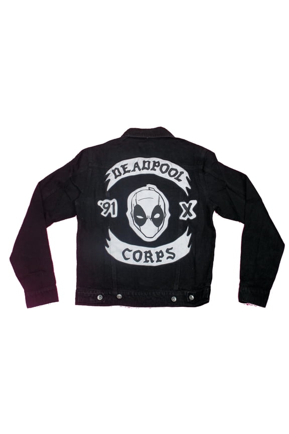 Deadpool Mens Denim Jacket - Mercs for Money 91 X Corps (Medium)