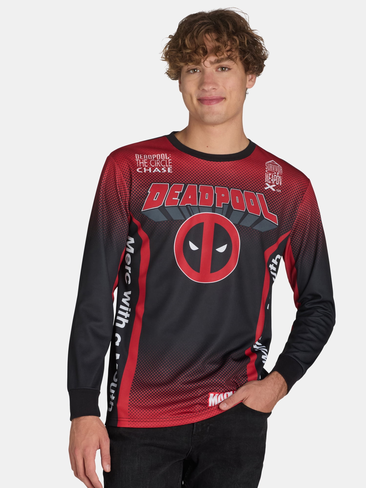Marvel Deadpool Moto Graphic Tee - Long-Sleeves, Sizes S-3XL - Walmart.com