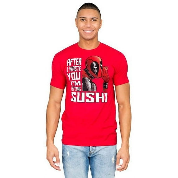 Deadpool Mens T-Shirt - After I waste you Sushi (Medium)