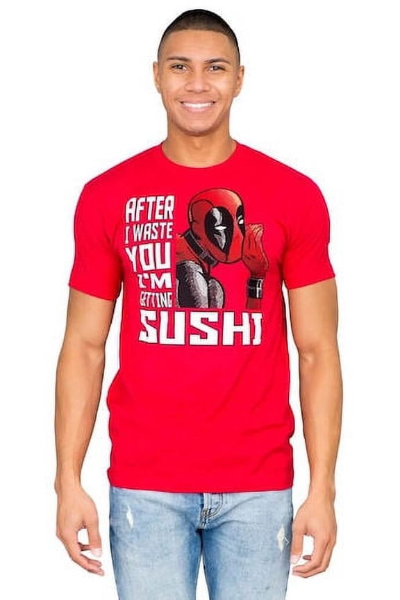 Deadpool Mens T-Shirt - After I waste you Sushi (X-Large)