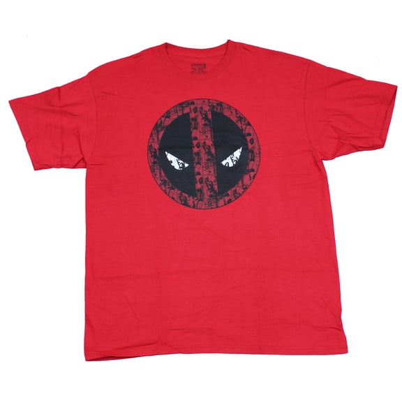 Deadpool Mens T-Shirt - Classic Slant Eyed Logo Filled with Deadpools (X-Large)