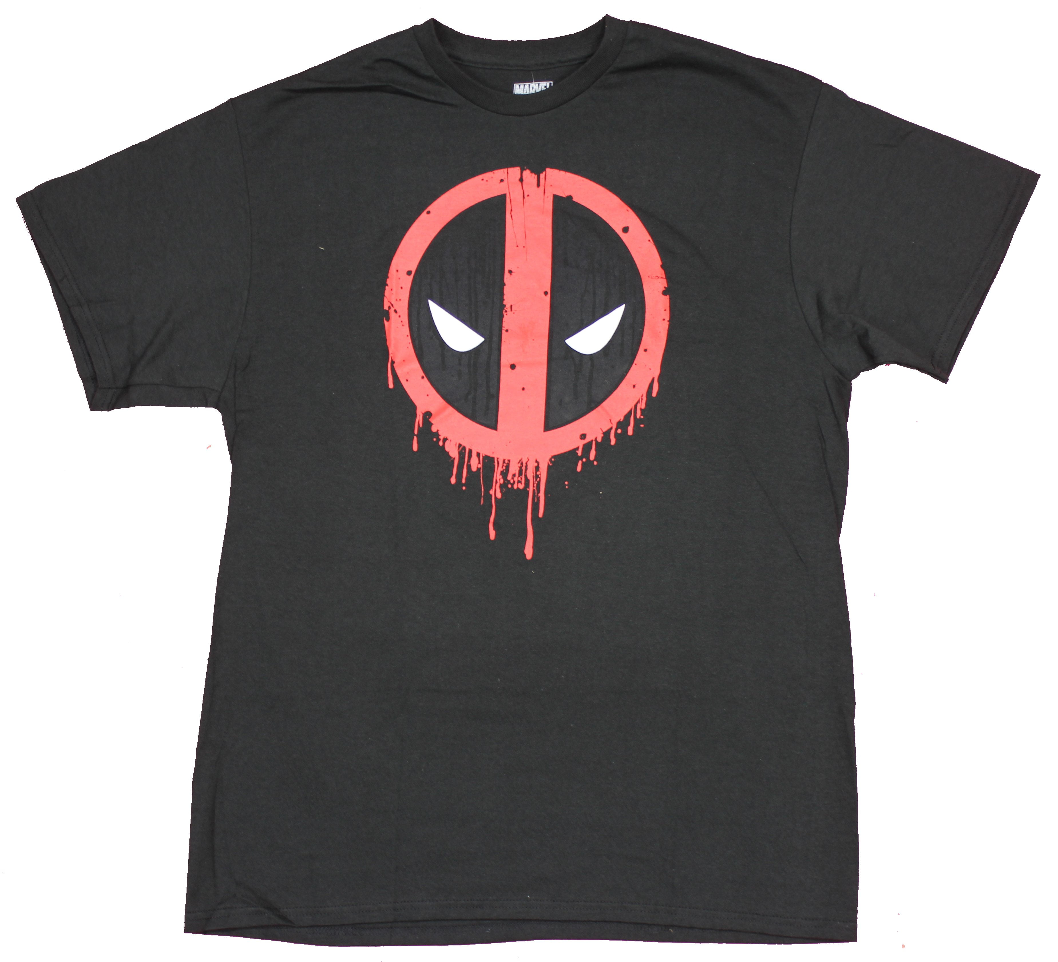 Deadpool Mens T Shirt Dripping Classic Slant Eyed Logo Large