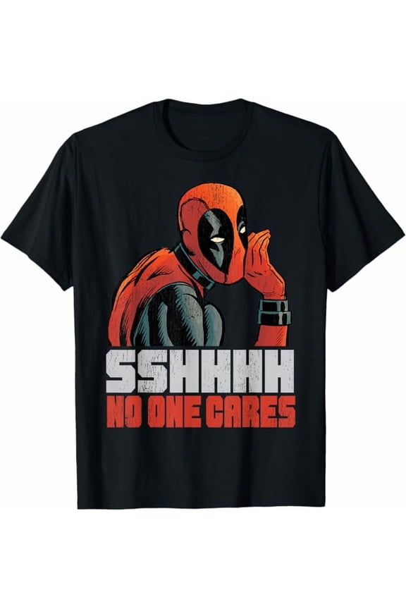 Deadpool Mens T-Shirt - Sshhhh No One Cares Talking Deadpool
