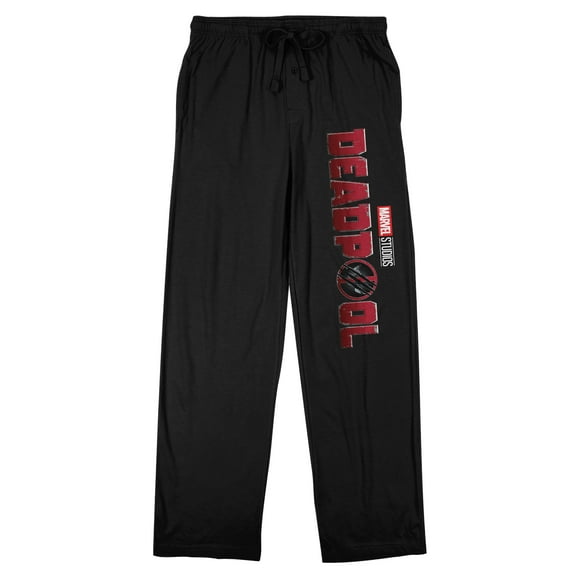 Deadpool Movie Logo Men's Black Sleep Pajama Pants-Large