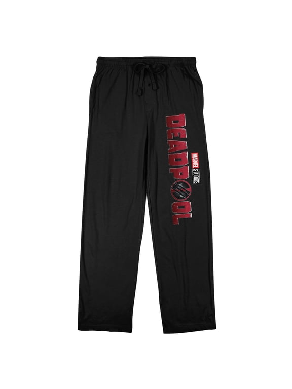Deadpool Movie Logo Men's Black Sleep Pajama Pants-Large