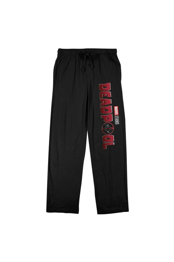 Deadpool Movie Logo Men's Black Sleep Pajama Pants-XXL