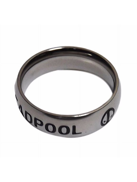 Deadpool Name & Logo Stainless Steel Band Ring Size 9