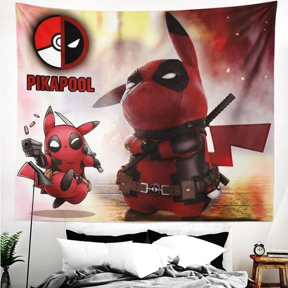 Deadpool Pikachu Poster Tapestry Wall Hanging For Boys Bedroom Girl Backdrop Party Birthday Decor 70*60in
