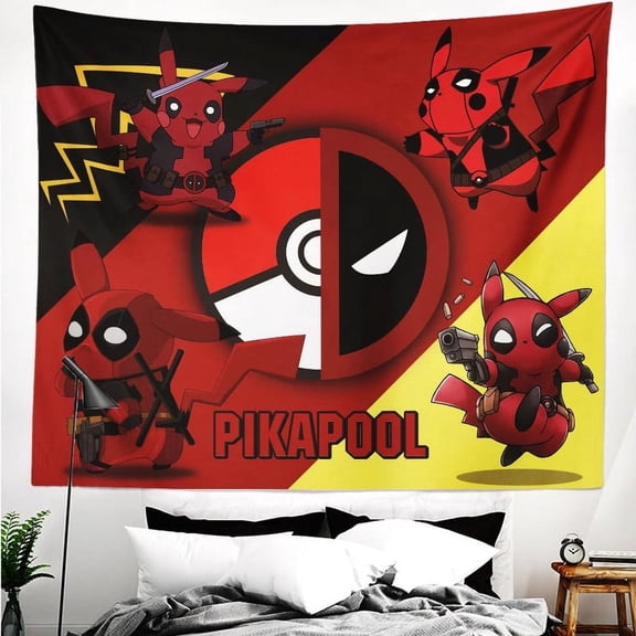 Deadpool Pikapool Poster Tapestry Wall Hanging For Boys Bedroom Girl Backdrop Party Birthday Decor 70*60in