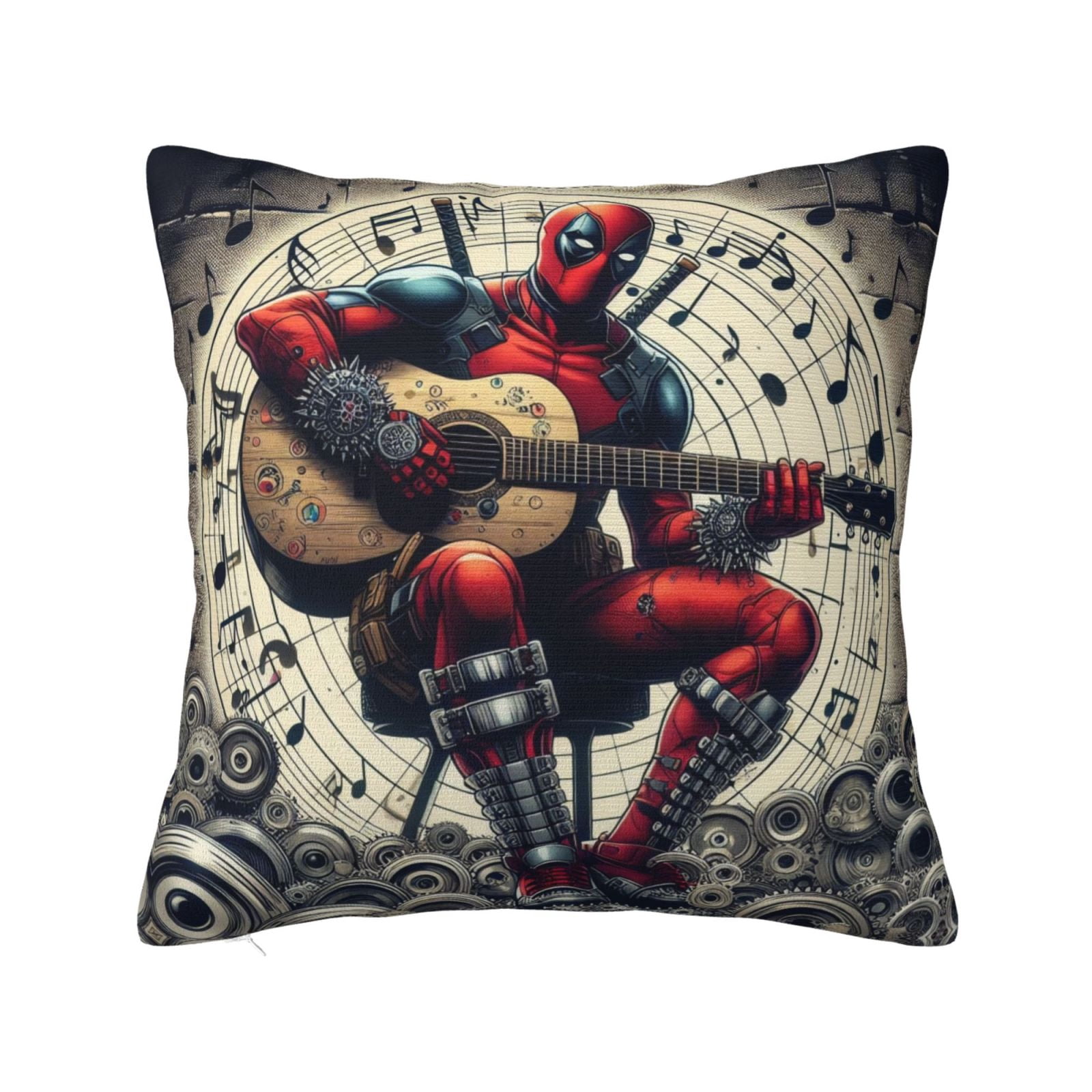 Deadpool Playing Guitar Throw Pillow Covers 24x24 Inch Square Pillow Deadpool playing guitar throw pillow covers 24x24 inch square pillow