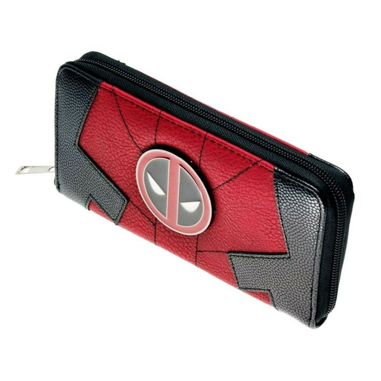 Deadpool Red and Black Zip Around Clutch Wallet With Metal