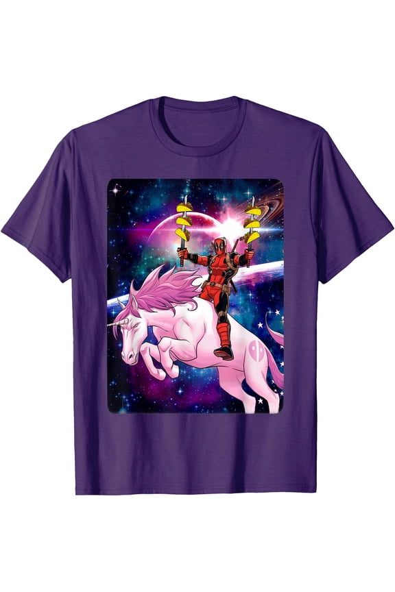 Deadpool Space Unicorn Tacos Graphic DTG Print Unisex T-Shirt
