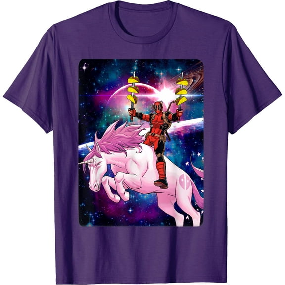 Deadpool Space Unicorn Tacos Graphic DTG Print Unisex T-Shirt
