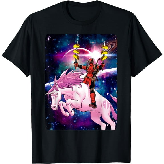 Deadpool Space Unicorn Tacos Graphic DTG Print Unisex T-Shirt