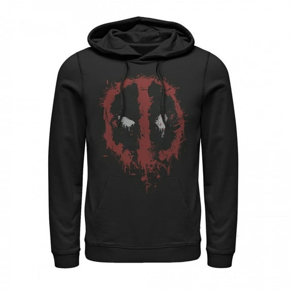 Deadpool Splatter Logo Black Hoodie-Medium