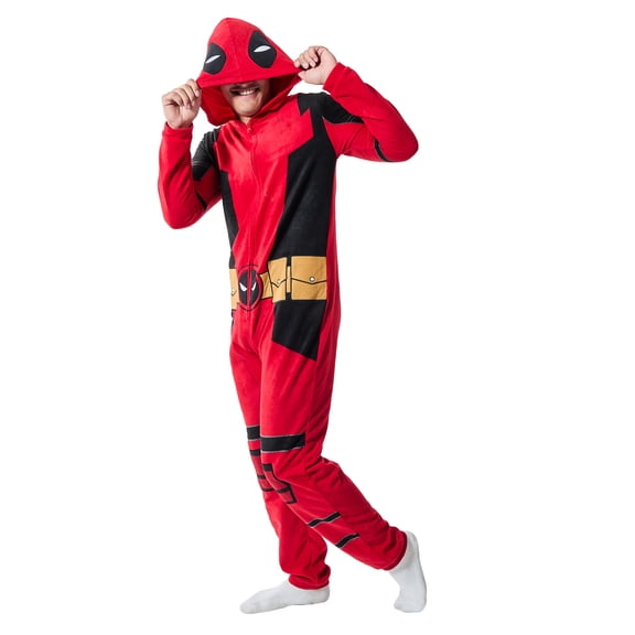 Deadpool Superhero Costume Unisex Hooded Onesie Union Suit-Medium