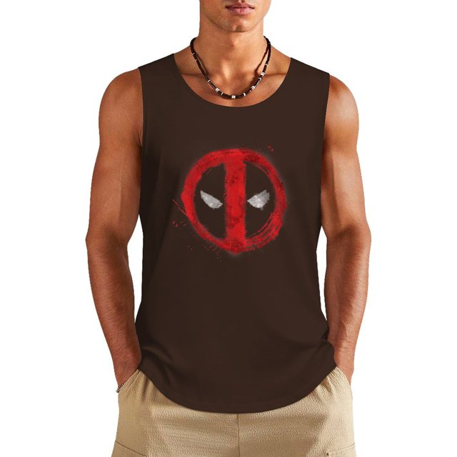 Deadpool Symbol Red Spray Paint Tank Top for Men